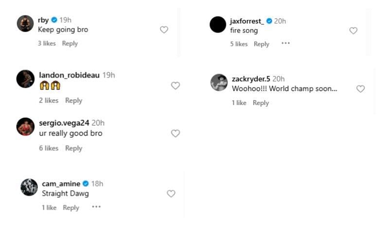 Screenshot of athletes' comments on Ladarion Lockett's Instagram post | Source: IG/dee.toosaucy3